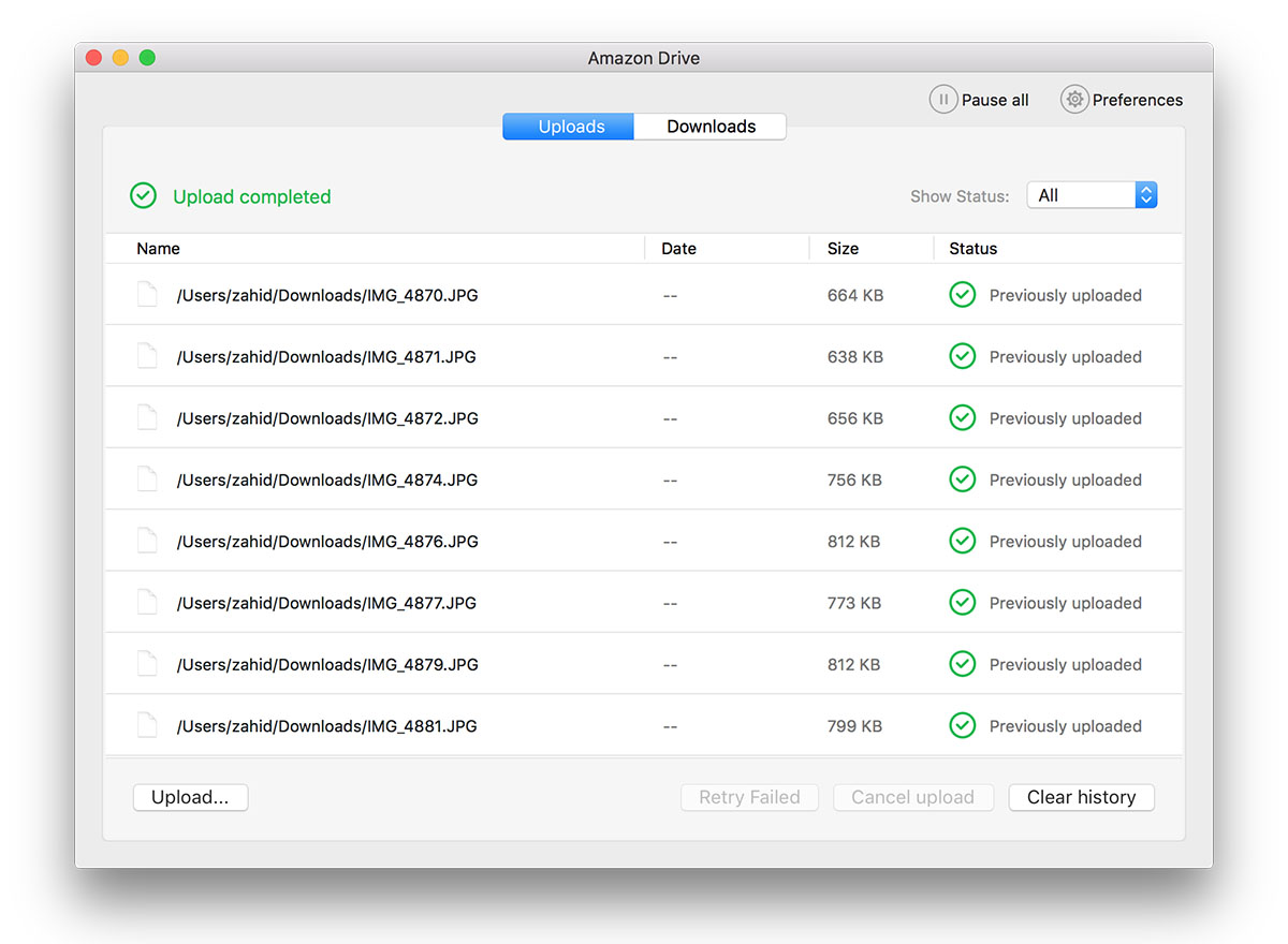 Amazon Cloud Drive Desktop Application Uploads