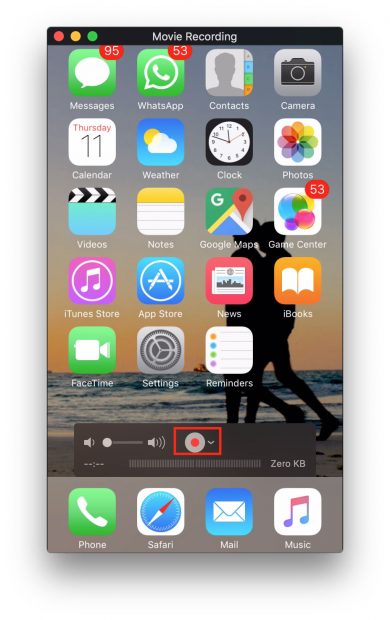 QuickTime Player iPhone Screen