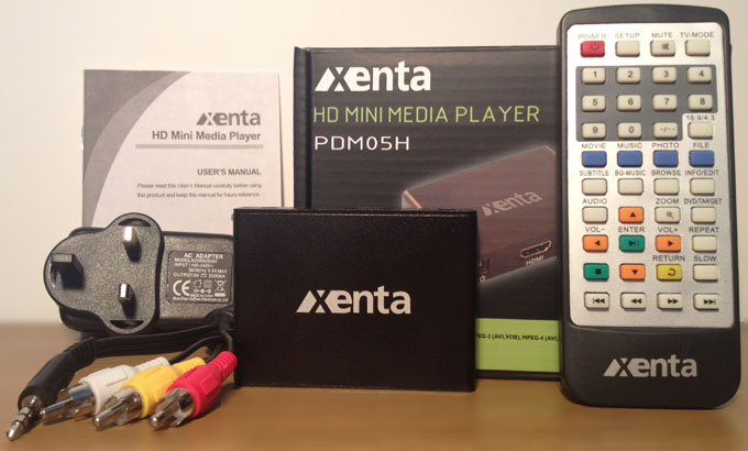 Xenta PDM05H HD Mini Media Player Box And Accessories